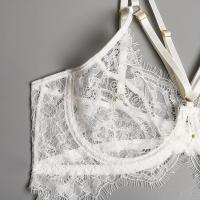 Lencería erótica, ropa interior sexy de encaje hueco, conjuntos exóticos transparentes, conjunto sensual de sujetador y bragas con aros con ligas - details 15