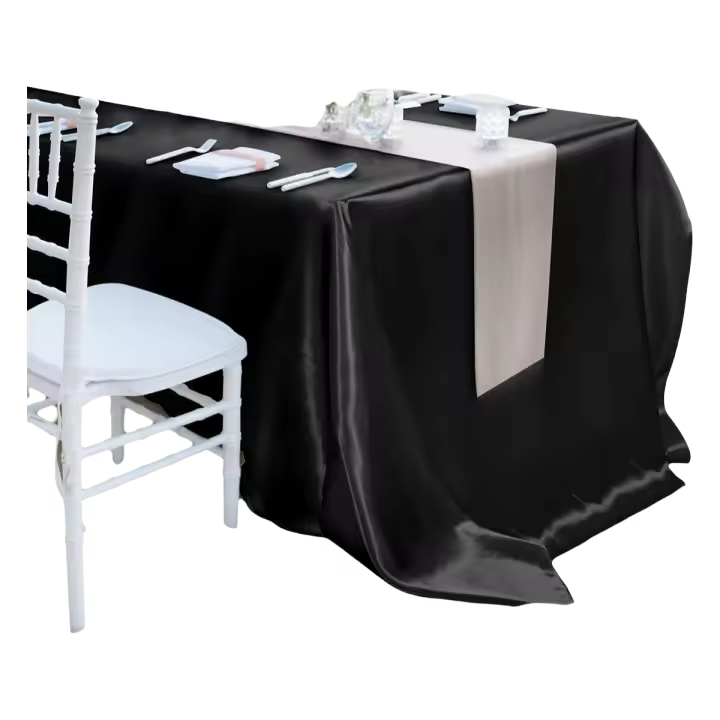 Mantel Rectangular De Satén De Color Sólido Para Bodas Y Fiestas De Cumpleaños Decoración De Mesa De Comedor De Cocina Mantel Desechable - 1