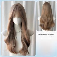 Peluca sintética con flequillo de aire para mujer, pelucas onduladas rizadas al agua para Cosplay de Halloween, cubierta completa para la cabeza, pelucas en capas naturales para fiesta - details 9