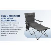 Silla de Camping Plegable con Respaldo Ajustable y reposapiés