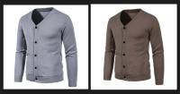 Cárdigan de punto para hombre, M-5XL de otoño, suéter fino básico elástico ajustado con cuello en V, abrigo informal versátil de Color sólido, 2024 - details 3