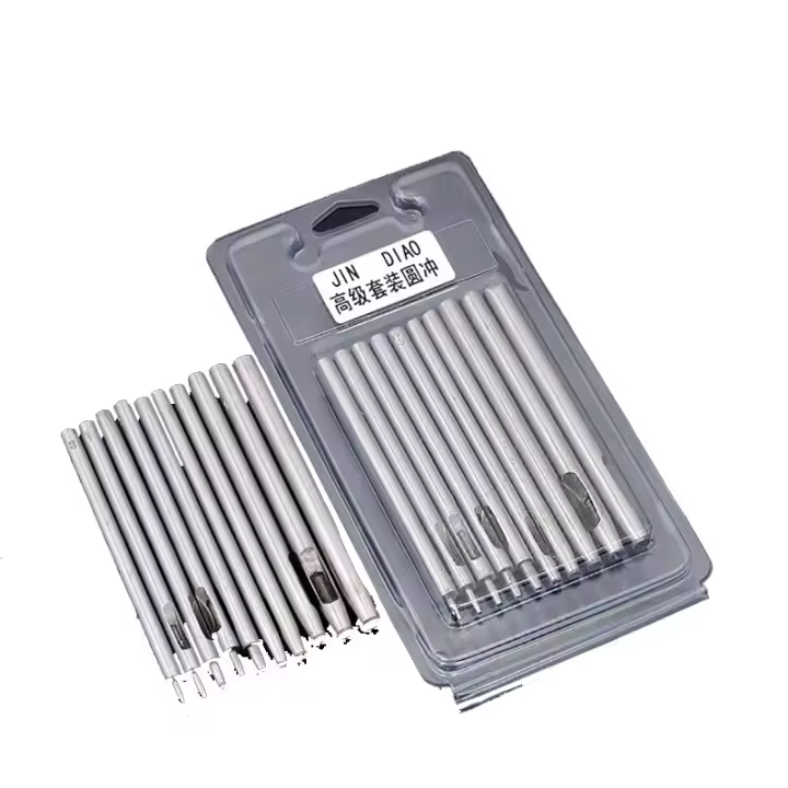 Perforadora de agujeros hueca redonda de acero para cuero, herramienta perforadora de juntas de reloj para correa de cuero, 0,5mm a 5mm, 10 piezas - 1