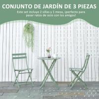Conjunto de Muebles de Jardín Plegable Mesa Redonda y 2 Sillas de Terraza Marco de Acero y Respaldo - details 7