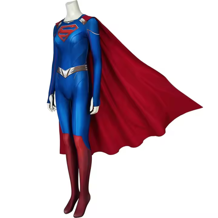 Disfraz de Superman de una pieza para mujer, disfraz de Halloween, leotardo para niños y adultos, conjunto de capa - 1