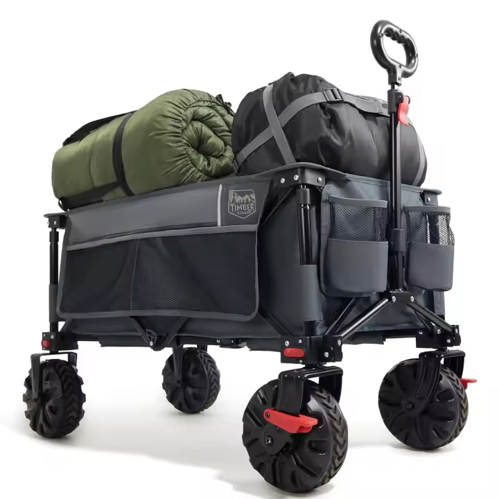 Carrito de Playa Grande con Ruedas Transporte Plegable para Jardín Carga hasta 100kg - 1