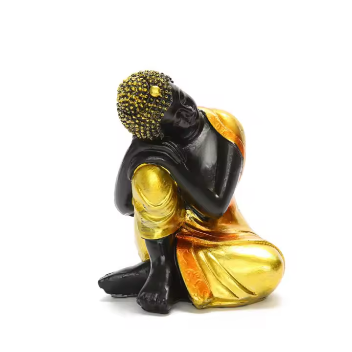Escultura de Buda indio antioxidante, fácil de limpiar, estatuilla de budismo hecha a mano, colección de adornos de monjes pequeños de meditación - 1