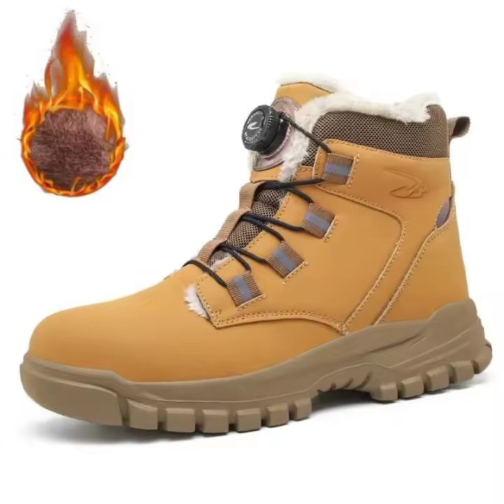Moda 2024 invierno terciopelo seguridad para el sitio de trabajo construcción indestructible botas con punta de acero impermeables zapatos de hombre - 1