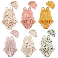 Chic Traje de Baño de Una Pieza Floral sin Espalda para Niñas Bikini de Bebé a Prueba de Sol con Sombrero Perfecto para Vacaciones en la Playa - details 0