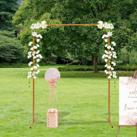 Arco de globos de boda, marco de Metal cuadrado, arco de arreglo de flores para jardín, 2 m x 1,5 m - details 0