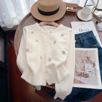 Cárdigan de punto coreano para primavera y otoño, suéter versátil francés dulce y suave con cuello redondo y glutinoso - details 5