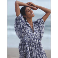 Vestido corto de vacaciones de playa de rayón informal suelto con lazo floral para mujer de moda de verano - details 17