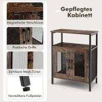 Armario para vino de madera, armario de cocina con botellero extraíble y 6 soportes de cristal, aparador con puertas de rejilla de metal industrial para cocina y comedor - details 6