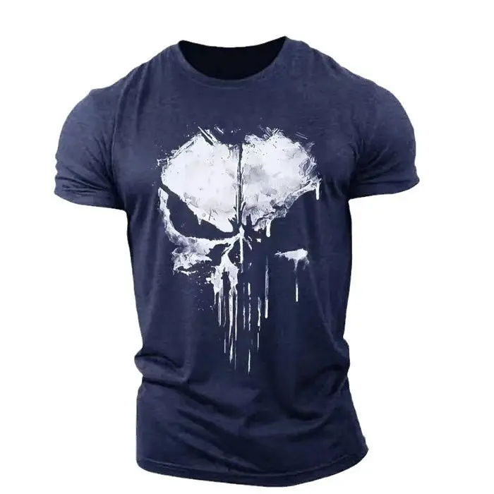 Camiseta con estampado de Skeleton Punisher, camiseta cómoda informal para hombre para verano, camiseta de manga corta para hombre para actividades diarias - 1