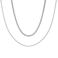 Collar de cadena de acero inoxidable para mujer, joyería de mezcla, color dorado, simple, de varias capas - details 5