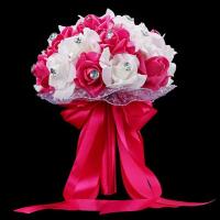 Ramo de novia hecho a mano, accesorios de flores artificiales, rosa, ramos de novia, boda, azul y blanco - details 4