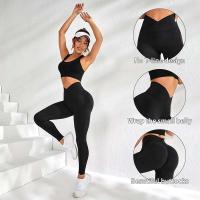 Mallas deportivas para mujer, cintura en V, elásticas, color melocotón, con caderas elevadas y cintura alta, pantalones de Yoga ajustados sin costuras - details 1