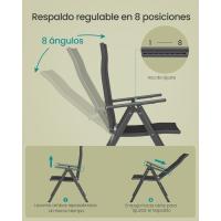 Sillas Plegables de Jardín, Juego de 4, Silla de Exterior con Marco de Metal, Respaldo Reclinable en 8 Ángulos, Carga de 150 kg, Gris GCB30GY - details 11