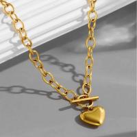 Collar de Corazón de Acero Inoxidable Cadena de Clavícula Gruesa Joyería Única para Mujeres - details 0