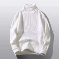 2023 Otoño e Invierno Casual Color sólido jersey de manga larga cuello redondo cuello alto suéter de punto a rayas para hombres - details 0