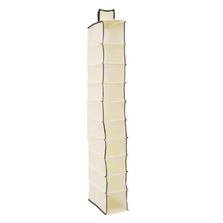 Bolsa colgante lavable no tejida de 10 capas, estante de almacenamiento de zapatos transparente con 10 rejillas, montaje en pared, colgador de artículos diversos a prueba de polvo, armario - 1