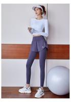 Alo yoga falso dos piezas pantalones deportivos estilo de mujer cintura alta elevación de cadera correr pantalones de fitness pantalones de yoga nude sin trazos - details 4