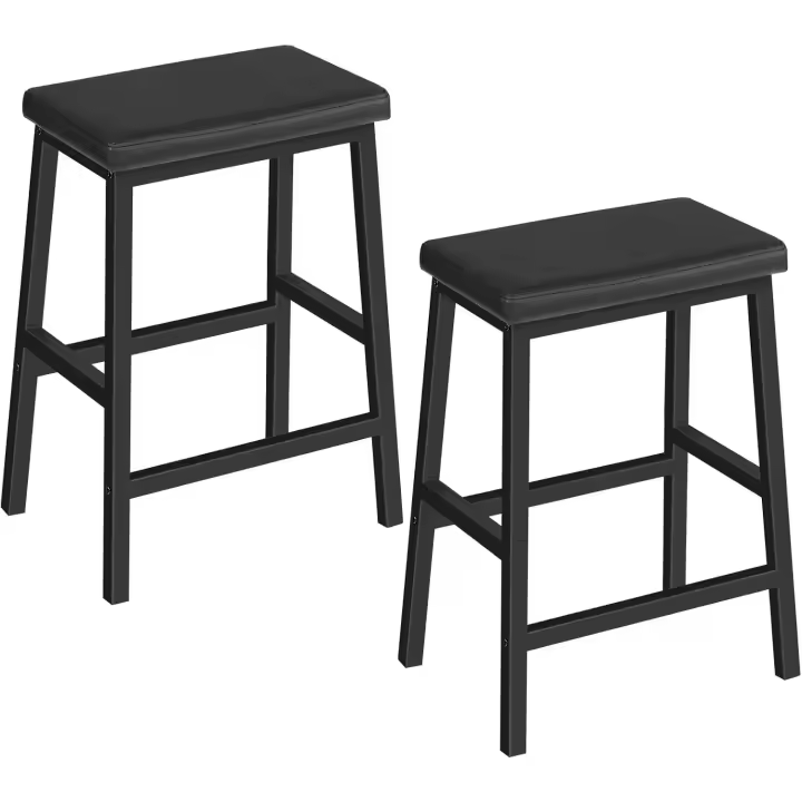 Juego de Taburetes de Bar de Altura de 61 cm Duradero Fácil Montaje Negro EBB01MD01 - 1