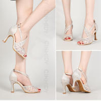 Zapatos de baile latino de suela roja para mujer, zapatos de baile de salón de Tango, tacón cubano, zapatos de boda con diamantes de imitación, sandalias para mujer - details 12