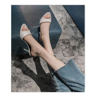 Zapatillas de cuero de tacón alto, tacones delgados para mujer, zapatillas geniales de un personaje de moda de verano, nuevas - details 17