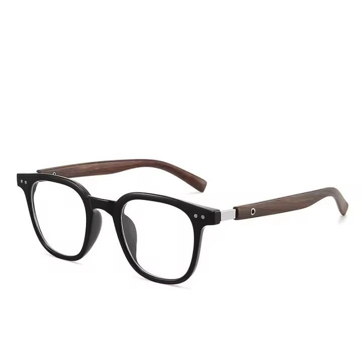 Gafas de madera de grano anti luz azul para hombres y mujeres, bloqueo de rayos azules grandes cuadrados para marcos de gafas de computadora - 1