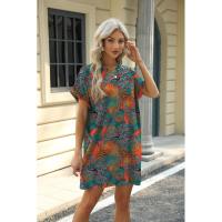 BUNO-2025 Camiseta holgada de manga corta para mujer, vestidos estampados con bolsillos y cuello redondo - details 78