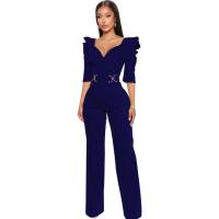 Amarillo para XXL moda cuello en V mamelucos de manga corta monos de mujer 2023 Club Up mono de cintura alta - details 2