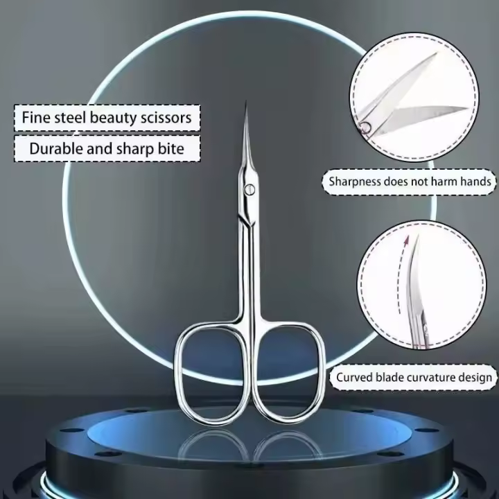 Tijeras ergonómicas para cutículas: profesional de acero inoxidable, cortaúñas hipoalergénico, diseño ambidiestro - 1