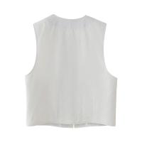 BUNO-En el verano de 2025, el nuevo chaleco bordado con cuello redondo de diseño simple acolchado de algodón a la moda para mujer. - details 2