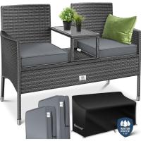 Banco de Jardín de Ratán Diseño de 2 Plazas con Mesa y Cojines Tamaño 133 x 63 x 84 cm - details 8