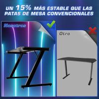 Gaming 120 x 60 cm, Escritorio Gaming en Forma de Z Ergonómica, Mesa Gamer de Fibra de Carbono, Mesa para Ordenador con Gancho para Auriculares, Negro - details 3