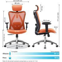 Silla de escritorio para computadora con reposacabezas ajustable y soporte lumbar, respaldo alto, silla ejecutiva giratoria para oficina en casa (azul claro) - details 29
