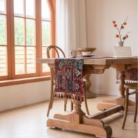Camino de mesa de Jacquard con bandera de mesa, mantel de algodón con borlas, decoración de mesa Vintage gruesa - details 5