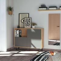 Taburete de Almacenamiento de Madera Roble Blanco Diseño de 2 Puertas y 1 Hueco - details 19
