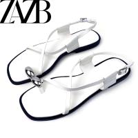 Sandalias de playa de moda para mujer, informales, cómodas, con parte inferior plana y cadena de metal cuadrada - details 7