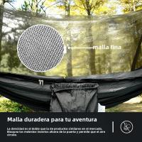 Hamaca Ultraligera Mosquitera 260x140cm, Carga de 250kg, Paracaídas de Nylon Transpirable con 2 Mosquetones y Bolsa de Almacenamiento Ideal para Senderismo/Acampada - details 3