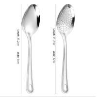 Colador de acero inoxidable pulido, cuchara para sopa, cabezal puntiagudo, filtro de aceite multifuncional, colador, cuchara de sopa para el hogar - details 0