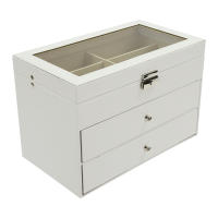 Caja de almacenamiento de gafas de sol, organizador de 3 capas, 18 ranuras, accesorios de exhibición, blanco - details 1