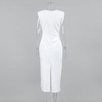 Vestido largo sin mangas con cintura ajustada para mujer, vestido largo sin mangas con abertura en los extremos, color blanco, novedad de verano, primavera - details 10