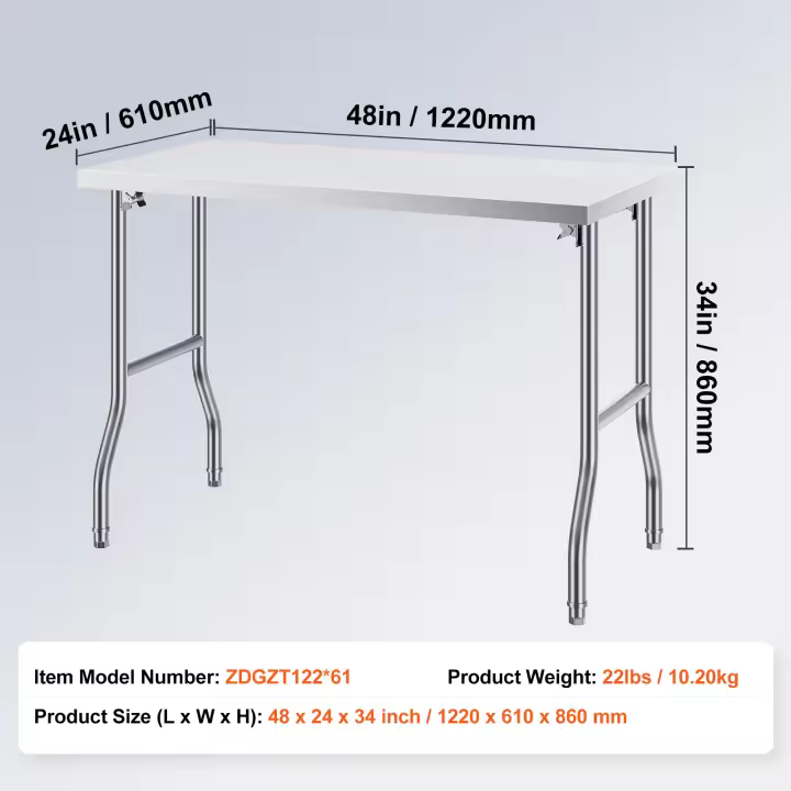 Mesa de trabajo de acero inoxidable SucceBuy, mesa de preparación de alimentos comercial de alta resistencia, ideal para restaurantes, hogares y hoteles. - 1