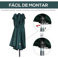 Parasol Doble para Jardín Sombrilla Gigante Anti UV con Manivela Tamaño 4,55x2,65x2,38 m Color Gris - details 40