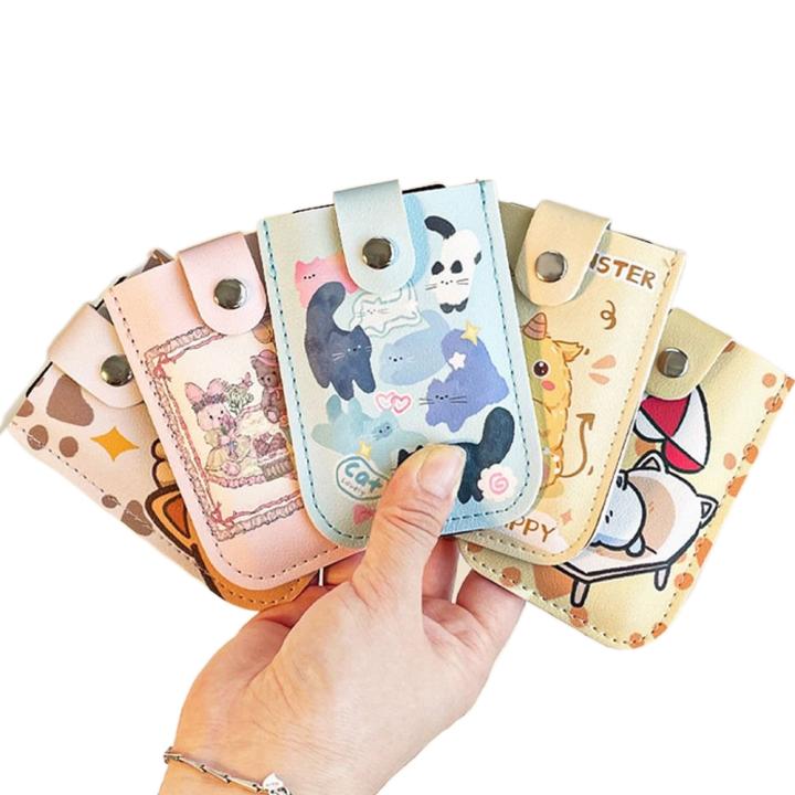 Mini billetera laminada oculta para tarjetas, tipo extraíble, 5 bolsillos para tarjetas, funda para tarjetas de visita, tarjetero de identificación con bloqueo RFID de cuero PU para hombres