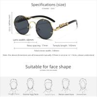 gafas de sol punk redondas retro para hombre, moda de conducción, gafas de sol avanzadas para compras de viaje multicolores para mujer. - details 3