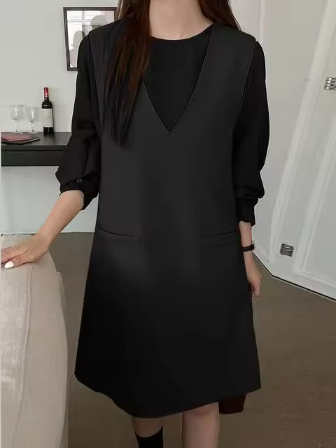 Ropa de primavera sin mangas para mujer, ropa informal holgada, cuello en V, cintura alta, 2024 - 1