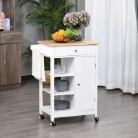 Carrito de Cocina Carro Auxiliar con Ruedas 1 Cajón 1 Armario 3 Estantes Abiertos de Almacenamiento para Comedor 66x39,5x86,5 cm Blanco - details 1