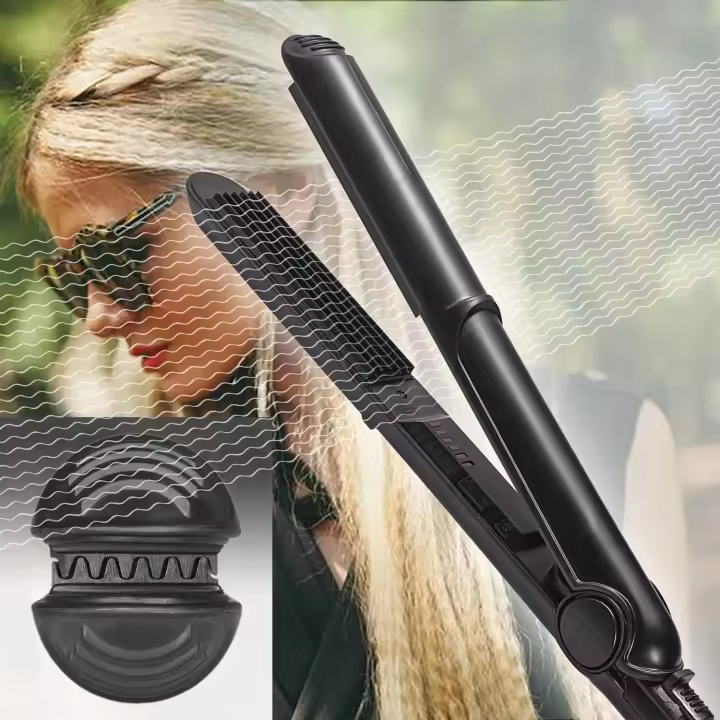 1 rizador de pelo con dientes estrechos y profundos recubiertos de cerámica, volumizador de pelo en zigzag, plancha para el cabello Gaufre - 1